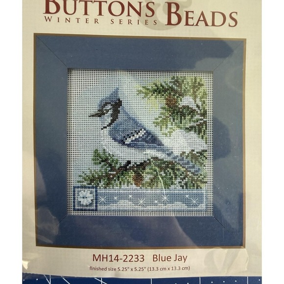Mill Hill Other - Mill Hill Buttons & Beads Winter Series Kit Blue Jay‎ w Ceramic Snowflake Button